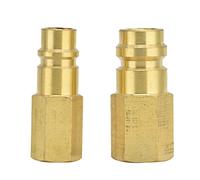 Fdit Adaptador de Refrigerante 1/4SAE R134A Conector de Acoplador de Adaptador de CA con Construcción de Latón para Conversión de Alta y Baja Presión