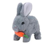 Fdit Adorable Juguete Electrónico de Conejito Saltador con Accesorio de Zanahoria, Apariencia Realista, Ideal para Juegos entre e Hijos, Conejo de Peluche Eléctrico para Niños (GREY)