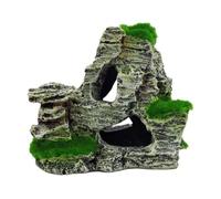 Fdit Adorno de Cueva de Roca para Acuario, Paisaje de Piedra Artificial con Vista a la Montaña, Escondite para Peces con Diseño Realista, Decoración de Tanque de Agua Dulce y Salada (F416B)