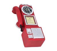 Fdit Adorno de Teléfono Vintage Montado en la Pared, Decoración de Teléfono Retro de Resina, Decoración de Pared Nostálgica de 29x9,5 Cm para Cafetería, Hogar y Oficina (Rojo)