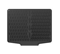 Fdit Alfombrilla de Silicona para Secar Platos con Canales de Drenaje Rápido y Parte Trasera Antideslizante, Forro Plegable Resistente Al Calor para Protección de Encimera, Bandeja de (BLACK)