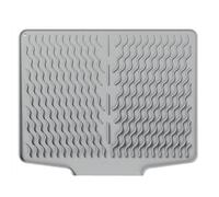 Fdit Alfombrilla de Silicona para Secar Platos con Canales de Drenaje Rápido y Parte Trasera Antideslizante, Forro Plegable Resistente Al Calor para Protección de Encimera, Bandeja de (Gris claro)