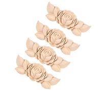 Fdit Apliques de la Esquina Tallada de Flores de 4 Piezas para la Aplicación de la Esquina para la Decoración Elegante del Hogar, Ideal para Puertas, Gabinetes, Ventanas - Material de Madera (D)