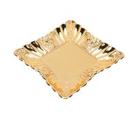 Fdit Bandeja con Patrón de Rosas de Aleación de Zinc Dorado, Organizador Decorativo Europeo en Relieve para Joyas y Llaves, Bandeja de Metal Versátil para Almacenamiento y (Pequeño 18 cm/7,1 pulgadas)