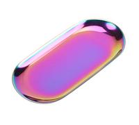 Fdit Bandeja de almacenamiento de estilo nórdico para cosméticos, joyas, acero inoxidable, para tartas y cocina en casa (arco iris L)