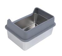 Fdit Bandeja de para Gatos Grande de Acero Inoxidable, Entrada Superior de Lado Alto, Caja de para Gatos Antisalpicaduras con Cuchara, Fácil Acceso para Grandes (Gris Oscuro)