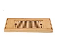 Fdit Bandeja de té de bambú, Bandeja de Servir té Extraíble 2 en 1 con Cajón de Gran Capacidad y Diseño a Prueba de Derrames, para la Decoración de Mesas de la Ceremonia del Estilo