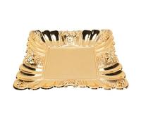 Fdit Bandeja Decorativa de Aleación de Zinc Dorado con Relieve, Bandeja de Estilo Europeo para Joyas, Llaves, Cosméticos, Almacenamiento Versátil para Baño, Dormitorio, (Mediano 23,5 cm/9,3 Pulgadas)