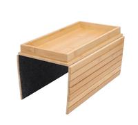 Fdit Bandeja para Brazo de sofá, Bandeja Plegable para Servir con Base Antideslizante, Almacenamiento de Doble Función para Refrigerios, Teléfono Remoto, Organizador Portátil para