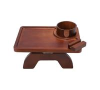 Fdit Bandeja para Brazo de sofá, Mesa Plegable de Madera de Pino con Soporte Giratorio para Teléfono y Portavasos para sofá, Sillón Reclinable, Mesa Auxiliar con Brazo (Brown)