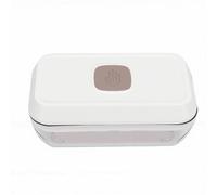 Fdit Bandeja para Hacer Cubitos de Hielo Tipo Prensa, Contenedor que Ahorra Espacio, Molde de Hielo Apilable, Contenedor que Ahorra Espacio con Cuchara para Congelador de Cocina (S blanca)