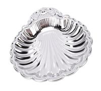 Fdit Bandeja para Refrigerios con Borde Ondulado de Acero Inoxidable, Plato para Servir de Plata Pulida Vintage, Concha Festoneada Reutilizable para Frutas, Postres, Dulces, Joyería,