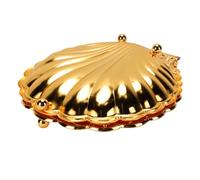 Fdit Bandeja para Servir Concha Dorada con Tapa, Plato Decorativo de Aleación de Zinc para Frutos Secos y Nueces, Centro de Mesa Artístico para Encimera de Cocina Casera (L)