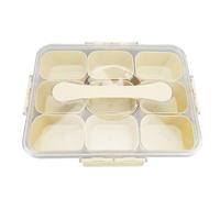Fdit Bandeja para Servir Dividida con Tapa, Caja de Refrigerios con 9 Compartimentos Extraíbles para Frutas, Dulces y Nueces, Diseño Portátil Sellable con Asa para Picnics, Fiestas y