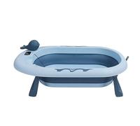 Fdit Bañera Plegable para Bebés con Sensor de Temperatura, Drenaje Conveniente, Perfecta para Uso Diario, Material Suave y Duradero para Bebés de 0 a 9 Años (BLUE)