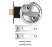 Fdit Baño del hogar Doble cerradura lateral Anillo de acero inoxidable 304 Tirador de anillo Manija Puerta invisible Boca de incendios Accesorios de cerradura de puerta(Plata)