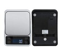Fdit Báscula de Cocina Digital de 5 Kg y 0,1 G, Báscula de Peso de Alimentos de Acero Inoxidable para Cocinar y Hornear, con Mini Pantalla e Interruptor de 6 Unidades