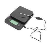 Fdit Báscula Digital de Cocina de Acero Inoxidable de 3kg/0,1g con Sonda de Temperatura y Temporizador para Cocinar y Hornear
