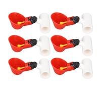 Fdit Bebedero Automático para Pollos, Kit de Alimentador de Agua para Aves de Corral con Diseño de Plástico Rojo de 2,8 Pulgadas para Pollos, Patos, Ganso, Pavo, Codorniz