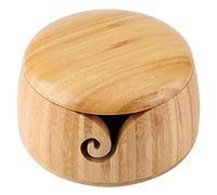 Fdit Bol de bambú para Hilo, Soporte para Hilo para Tejer y Hacer Ganchillo con Tapa Extraíble, Material Natural y Sostenible de Textura suave.