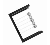 Fdit Bola de Péndulo, Juguete de Ciencia Física de Metal Sólido con Cuerda de Nailon y Marco Recubierto de Piano, para Decoración de Oficina en el Hogar y Adorno de Escritorio Educativo (Black)