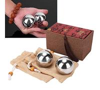 Fdit Bolas de Acero de Mano de 2 Piezas Bolas de relajación Tradicionales Bolas de Terapia de Manos sólidas Bolas de Ejercicio de Salud China para Terapia de Manos Alivio del estrés