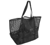 Fdit Bolsa de Playa de Malla Transpirable con 8 Bolsillos, Transporte Conveniente para Salidas a la Playa, Bolsa de Natación de Malla, Material de Nailon, 16,5 X 15 X 7,9 Pulgadas (Black)