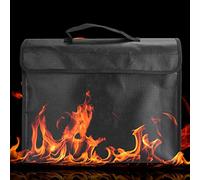 Fdit Bolso de Hombro Ignífugo para Archivos, Maletín Duradero de Tela de Fibra de Vidrio de Silicona Líquida para Documentos y Objetos de Valor, Negro 15.0x11.0in