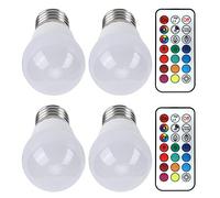 Fdit Bombilla LED RGB, Lámpara de Control Remoto Que Cambia de Color de bajo Consumo para Decoración del Hogar, Dormitorio y Escalera, Paquete de 4 (#4)