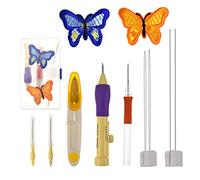Fdit Bordado de Bricolaje Stift Set Strickstich -werkzezezzzzez Accesorios de Aguja de Perforación para Materiales de Personas Artísticas en ABS+304 Acero Inoxidable