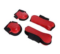 Fdit Botas de Soporte para Caballos, Protección para Las Piernas, Cubierta Gruesa con Forro de Neopreno, Almohadilla Elástica, para Saltar, Amortiguador de Impacto y (Rojo)