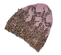 Fdit Cabeza de Encaje Elástica de las Mujeres Wrap Turban Hijab Sfirf Soft Comfortable para el Invierno de Otoño (morado claro)