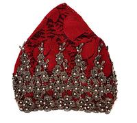 Fdit Cabeza de Encaje Elástica de las Mujeres Wrap Turban Hijab Sfirf Soft Comfortable para el Invierno de Otoño (carmesí)