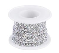 Fdit Cadena de Diamantes de Imitación de Cristal, Accesorios de Joyería Brillantes con Galvanoplastia para Collar, Funda de Teléfono, Vestido, Decoración de Boda, 1 Rollo de 10 Yardas (ss6 plata)