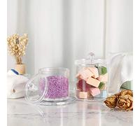 Fdit Caja de Almacenamiento de Acrílico Transparente de 3 Piezas, Organizador de Baño Multiusos con 3 Tapas para Bastoncillos de Algodón, Discos Desmaquillantes y Accesorios, (Blanco, colores