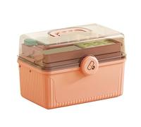 Fdit Caja de Almacenamiento de Medicamentos de 3 Capas, Organizador Médico Estancado, Caja de Primeros Auxilios Portátiles de Gran Capacidad para Uso en el Hogar y Al Aire Libre (Rosado)