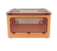 Fdit Caja de Almacenamiento Plegable Pequeña con Tapa, Contenedor de Almacenamiento de Plástico Apilable con Ruedas para Organizador de Armario, Organización de Garaje para el (ORANGE)