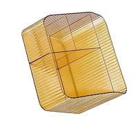 Fdit Caja de Almacenamiento Trapezoidal de 4 Compartimentos, Organizador de Plástico PP con Diseño Transparente para Cosméticos, Mandos a Distancia y Artículos de Papelería (ORANGE)