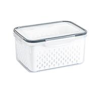 Fdit Caja de Cesta de Almacenamiento de Drenaje Contenedores de Frutas, Contenedor de Almacenamiento de Verduras Transparente con Diseño de Drenaje, Almacenamiento de Cocina Multiusos