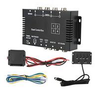 Fdit Caja de Control Divisor de Vídeo de 4 Canales con Control Remoto, Interruptor de Cámara Múltiple DC12V 24V para Camión Autobús Barco, Resolución HD Compatible con Superposición