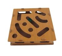 Fdit Caja de Juguetes Interactiva para Rompecabezas de Gatos con Campanas para Ejercicio Físico y Mental, Tablero Compuesto de Laberinto Sólido para Uso en Interiores