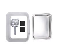 Fdit Caja de para Gatos de Entrada Superior de Acero Inoxidable, Bandeja de de Lados Altos con Tapa y Pala, Inodoro para Gatos Grande Resistente a los Olores para Grandes, (Gris Claro)