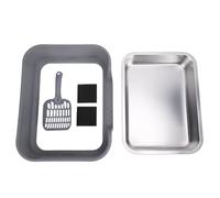 Fdit Caja de para Gatos de Entrada Superior de Acero Inoxidable, Bandeja de de Lados Altos con Tapa y Pala, Inodoro para Gatos Grande Resistente a los Olores para Grandes, (Gris Oscuro)