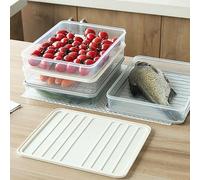 Fdit Caja para Bolas de Masa Hervida para Frigorífico, Soporte para Bolas de Masa Hervida, Bandeja para de, Contenedor Rectangular para Almacenamiento de Alimentos, (L Blanco)