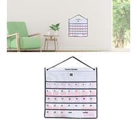 Fdit Calendario de Bolsillo para Colgar en la Pared para Organizar Planes Mensuales Bolsa de Almacenamiento de Tela No Tejida Duradera para Dormitorio, Sala de Estar, Oficina, 44x42 Cm (WHITE)