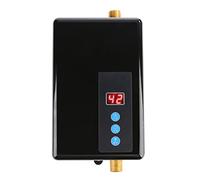 Fdit Calentador de Agua Eléctrico, 220V 5.5KW sin Tanque (BLACK) | Calentamiento Directo en 3s, Compacto, Antiseco y Aislamiento Hidroeléctrico, para Uso Cocina Baño, Rojo/oro/negro