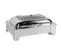 Fdit Calentador de Buffet Eléctrico 9L, Acero Inoxidable con Control de Temperatura 35-80℃ y Tapa de Vidrio Visible para Buffet en Hotel, Restaurante, Hogar, Fiesta (2 compartimentos)