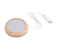 Fdit Calentador de Taza Posavasos Calentable Creativo USB Aislamiento de Madera Copa de Cereales Taza de Bebidas Té Leche Café Socialme-EU [Grano de Madera Brillante]