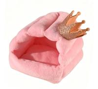Fdit Cama Cálida de Vellón para Mascotas Pequeñas, Casa Acogedora Escondite para Hámster, Ardilla, Loro, 20x19x15cm, Refugio de Poliéster Suave (Rosa)