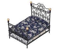 Fdit Cama de Casa de Muñecas de Hierro en Miniatura Cama Doble Colorida y Realista para Estimular la Imaginación y la Decoración Divertida en Miniatura para Casa de Muñecas 1:12 Material de Tela de